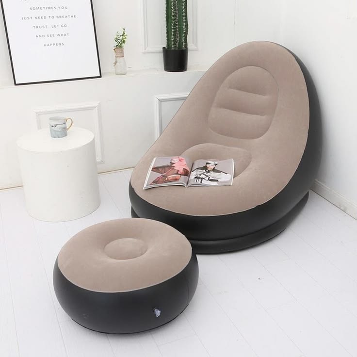 🛋️ Luxury Inflatable Lounge Chair with Ottoman | Ergonomic Air Sofa | Portable Indoor & Outdoor Relaxation Seat