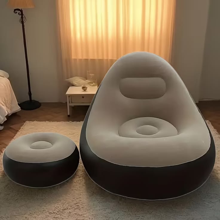 🛋️ Luxury Inflatable Lounge Chair with Ottoman | Ergonomic Air Sofa | Portable Indoor & Outdoor Relaxation Seat
