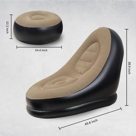 🛋️ Luxury Inflatable Lounge Chair with Ottoman | Ergonomic Air Sofa | Portable Indoor & Outdoor Relaxation Seat