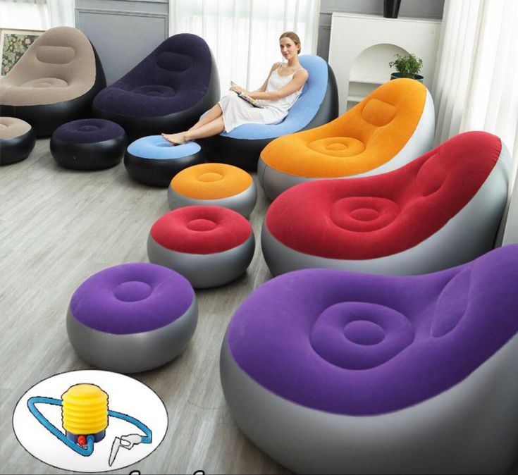 🛋️ Luxury Inflatable Lounge Chair with Ottoman | Ergonomic Air Sofa | Portable Indoor & Outdoor Relaxation Seat