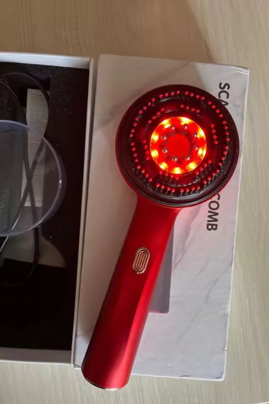 Electric Scalp Massager & Hair Care Brush with Red Light